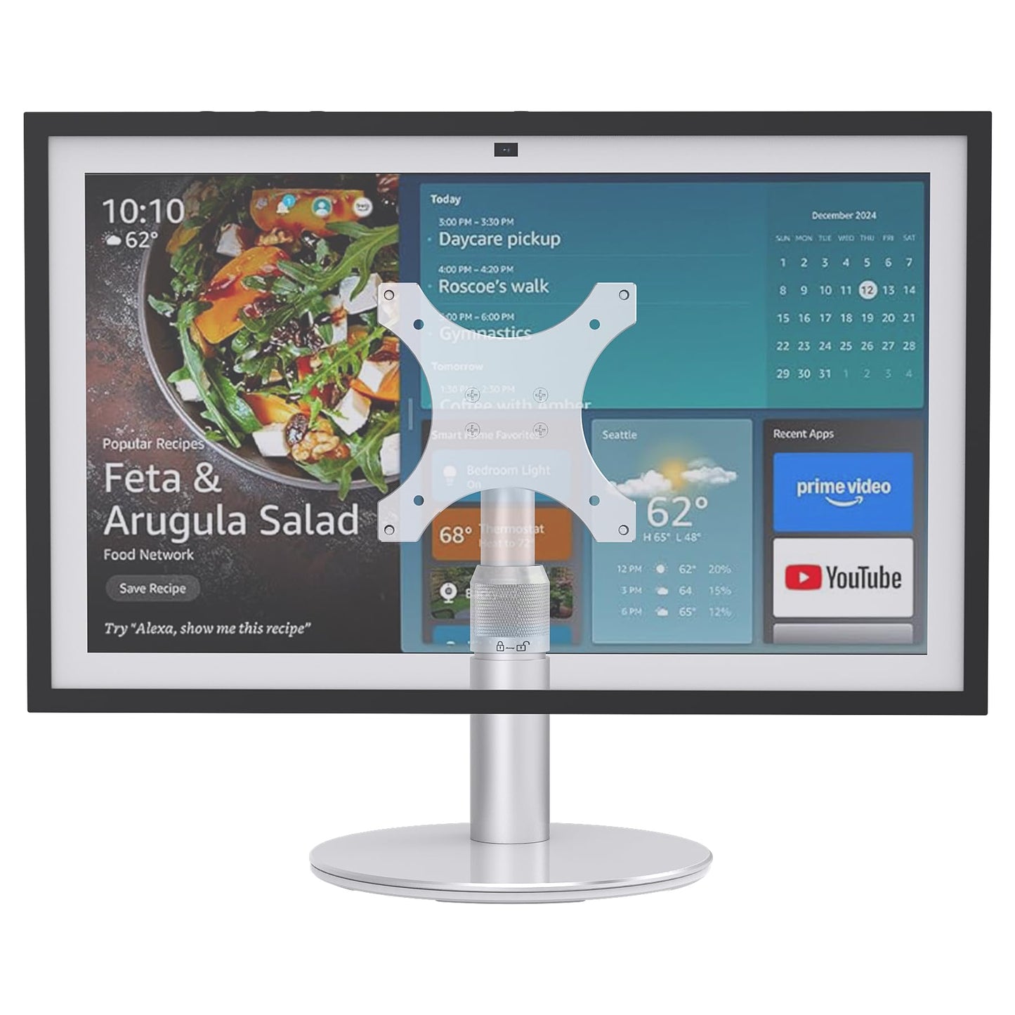 Rotating Stand for Show 15/21, Silver, Adjustable Height, Non-Slip Base for Kitchen/Living Room/Foyer, Sturdy & Durable Construction,Easy Switch