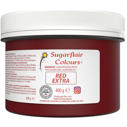 Sugarflair Red Extra Food Colouring Paste, Maximum Concentrated Food Colouring for Buttercream, Sugar Paste, Royal Icing, Cake Decorations and More!