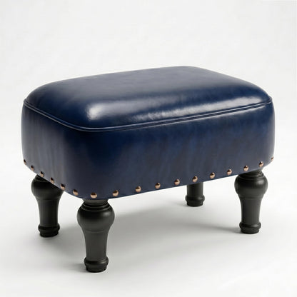 Cmishe Ottoman Leather Foot Rest with Thicker Foam Padded Seat, Footstool with Wooden Legs