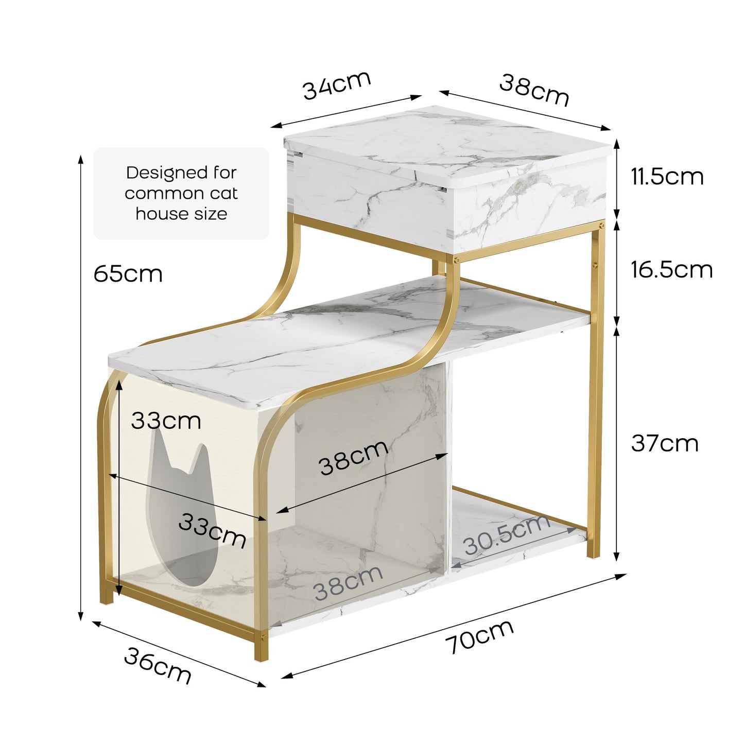DAWNYIELD Side Table with Hidden Charging Station, Gold & White