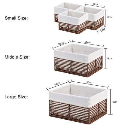 Vagusicc Wicker Storage Basket, Set of 5 Hand-Woven Display Hamper Basket, Nesting Natural Wicker Organizer Baskets, Storage Boxes Bin