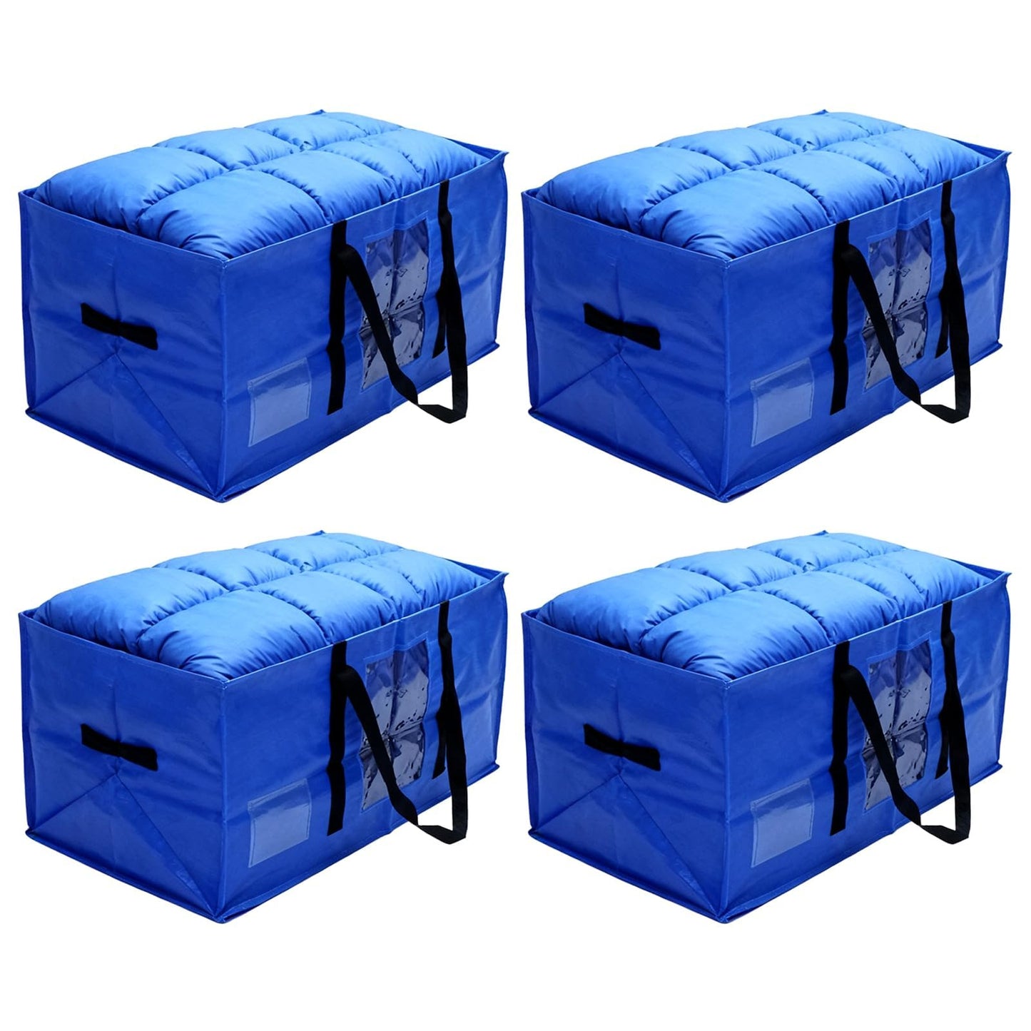 JUUDDENPARTS 4 Pack Extra-large Capacity Storage Bag, Moving Bags, Featuring a Transparent Window Design, Ideal for Clothing, Bedding, Travel