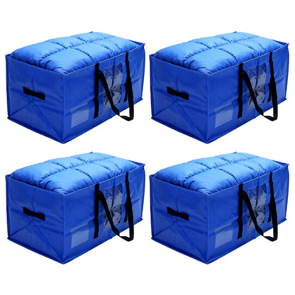 JUUDDENPARTS 4 Pack Extra-large Capacity Storage Bag, Moving Bags, Featuring a Transparent Window Design, Ideal for Clothing, Bedding, Travel