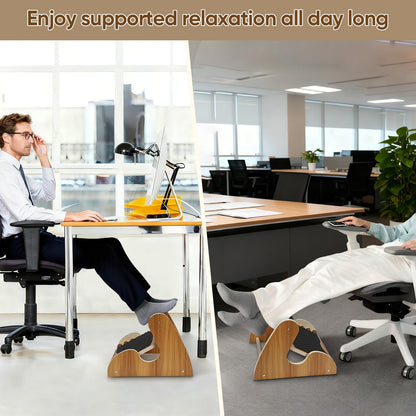 Mounting UP Dual-Layer Wooden Foot Rest Under Desk – Rocking Massage Pad & Cushioned Top, Ergonomic Foot Stool
