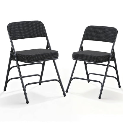 BOOSDEN 2 Pack Padded Folding Chairs with Cushion, Fabric Foldable Chair