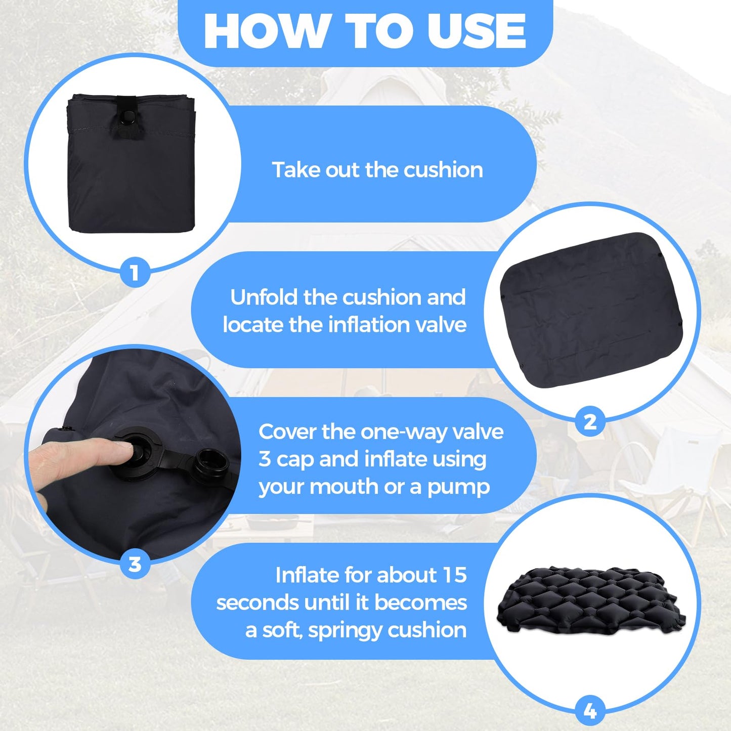 Inflatable Seat Cushion,Portable Air Seat Pad for Camping Hiking Travel