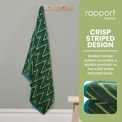 Rapport Home Helix Bath Towels 2 Pack, 70x120cm 100% Cotton - Moss Green