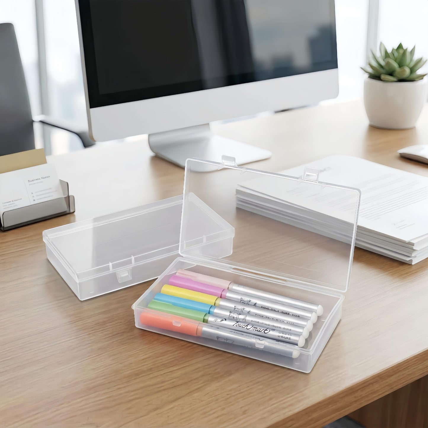 LJY 12 Pack Plastic Storage Boxes with Lids 15.5 x 8.5 x 3 cm, Clear