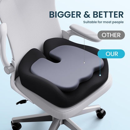 Benazcap Memory Foam Seat Cushion, Ergonomic Chair Cushion for Comfortable Sitting and Back Support, Perfect for Home and Office Chairs