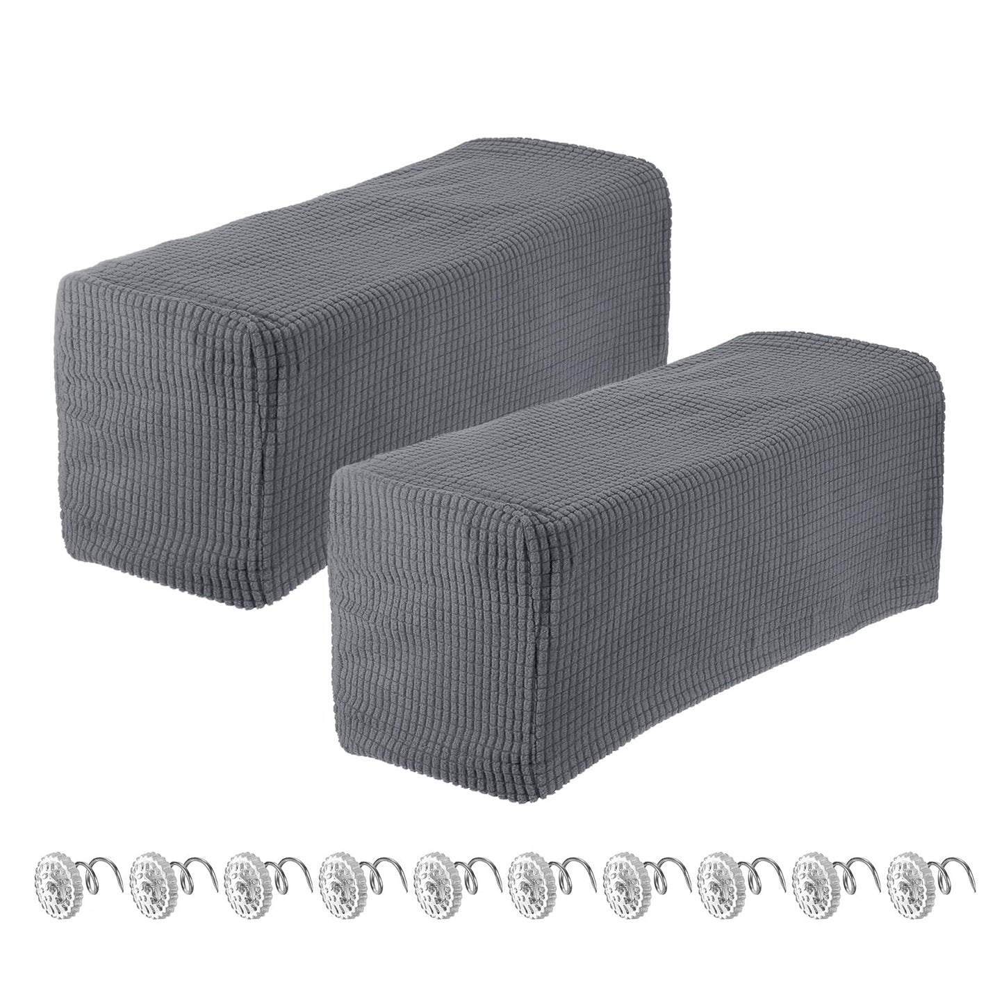 sourcing map 2pcs Stretch Armrest Covers for Chairs/Sofas, Couch Arm Covers with Twist Pin, Furniture Protector Slipcovers Light Grey