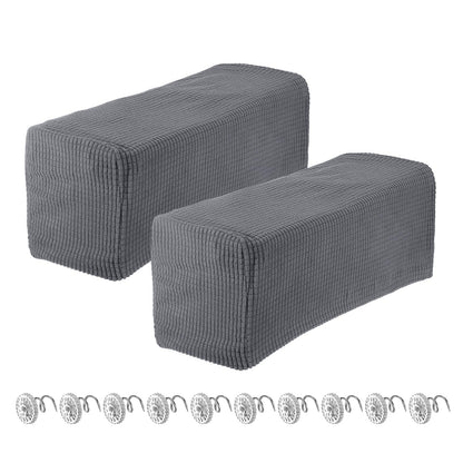 sourcing map 2pcs Stretch Armrest Covers for Chairs/Sofas, Couch Arm Covers with Twist Pin, Furniture Protector Slipcovers Light Grey