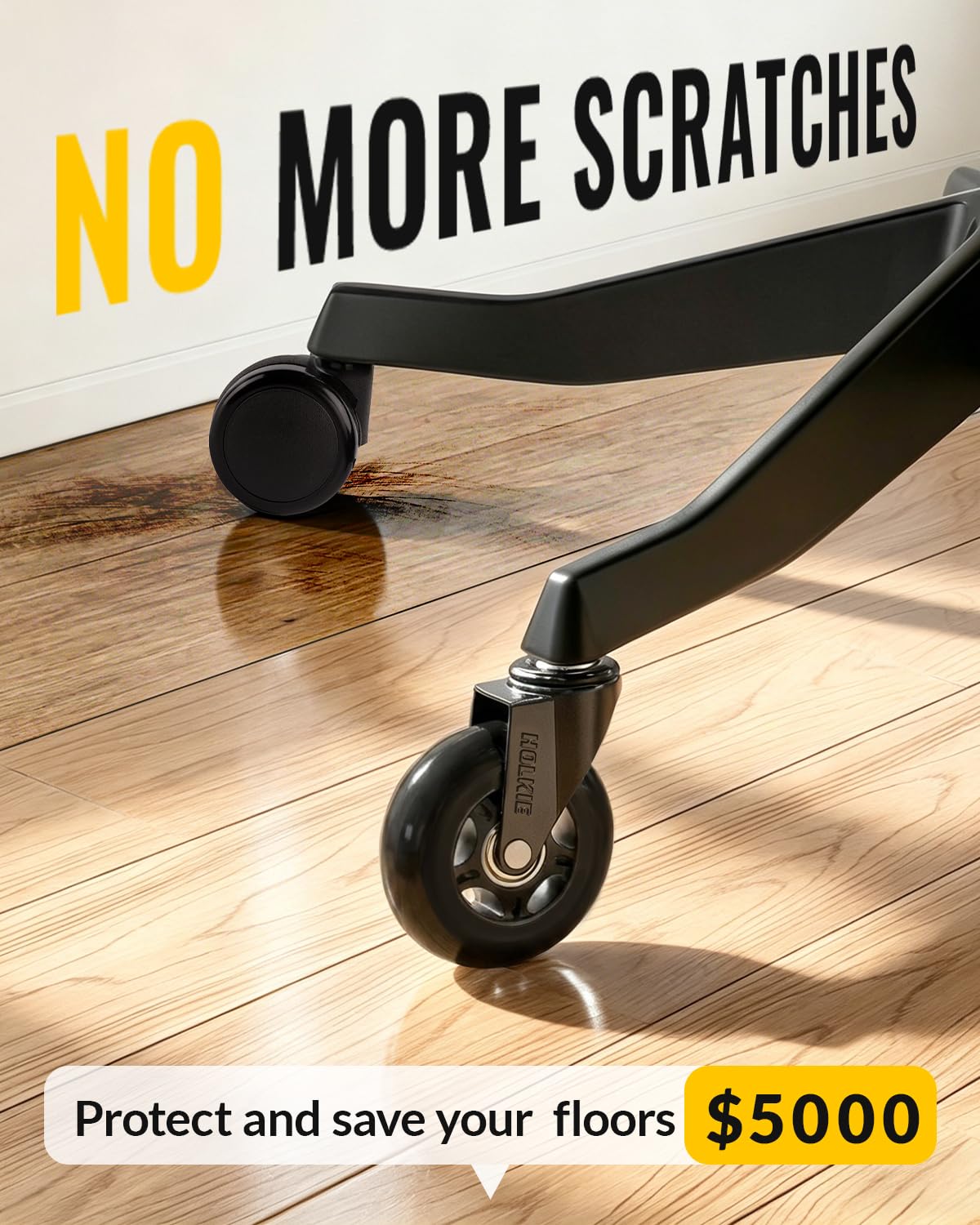 HOLKIE Office Chair Casters Wheels Black 10x22mm 3 Inch Fit 1KEA ONLY Black Castors Replacement for Carpet and Hardwood Floor