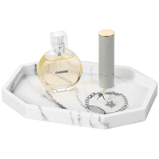 Shinowa 8" Small Octagon Bathroom Vanity Tray, Resin Decorative Perfume Tray Jewelry Ring Dish Tray,Vanity Tray for Bathroom Candle Perfume Soap