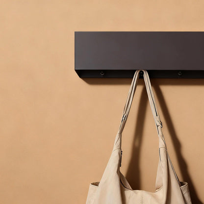 WJUAN Wall Mounted Coat Rack with Shelf & Concealed Hooks | 5 Modern Coat Hooks for Hallway, Bedroom | Space Saving Wood & Metal Wall Storage