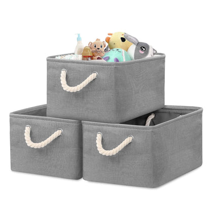 Newthinking 3 Pcs Large Storage Boxes, Fabric Storage Baskets with Handles, Foldable Home Organizer for Living Room, Laundry Room