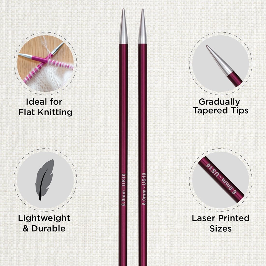 KnitPro Single-Pointed Knitting Needle Set - Zing (35cm) - 2.50-6.00mm