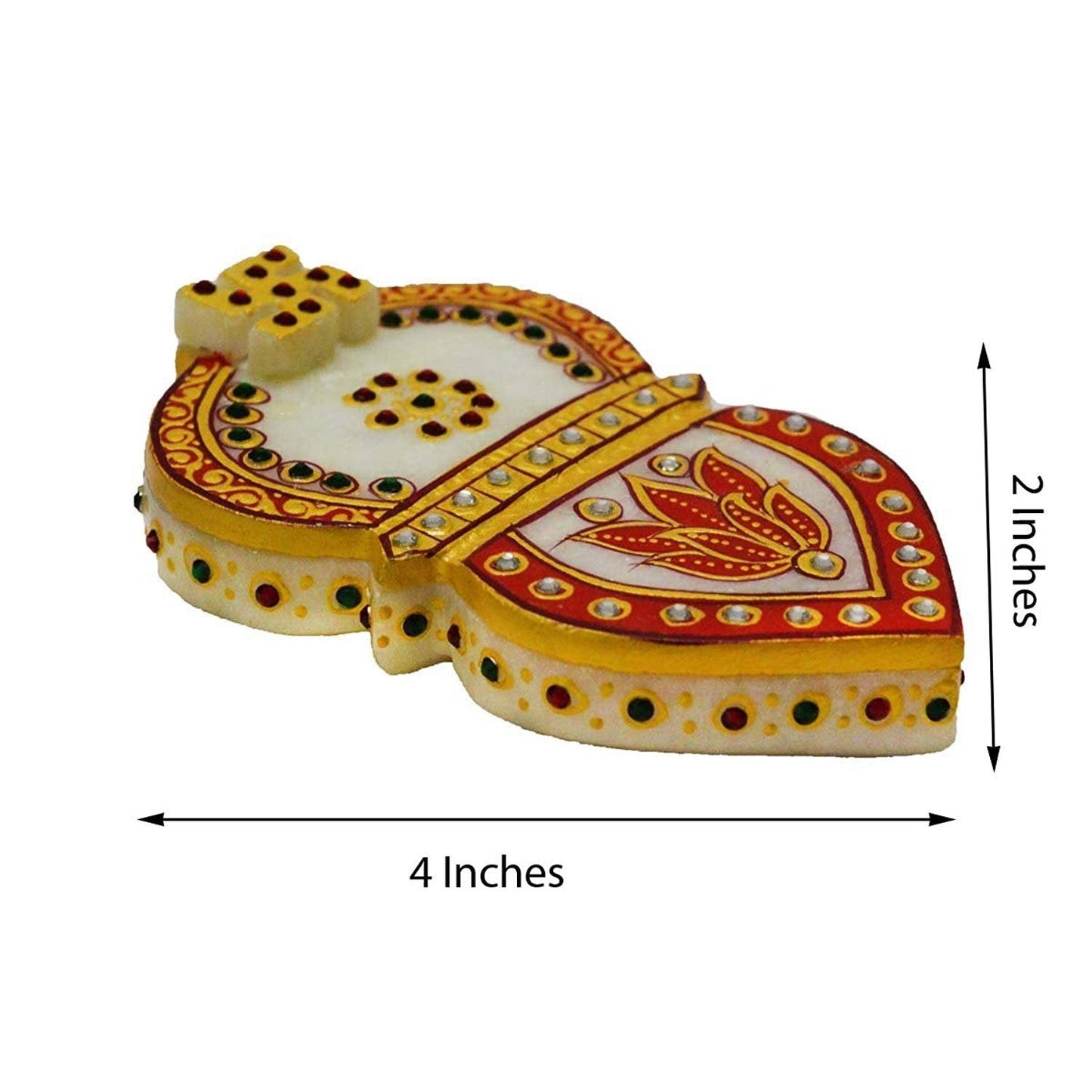 Purpledip Bhai Dooj Rakhi Hamper: Marble Roli Chawal Holder Kumkum Box Shaped Like Kalash