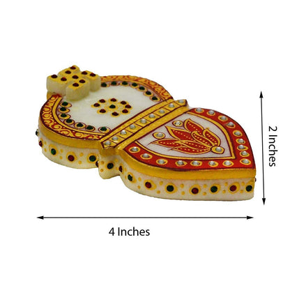 Purpledip Bhai Dooj Rakhi Hamper: Marble Roli Chawal Holder Kumkum Box Shaped Like Kalash