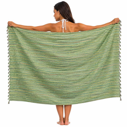 WEFLORIA Turkish Cotton Peshtemal Towel – Lightweight Quick Dry Beach Towel – Large Hammam Spa Towel for Beach, Bath, Travel and Pool (green)