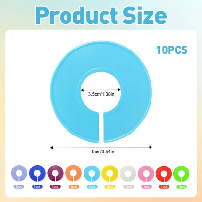 Wardrobe Dividers Round Clothes Rail Dividers, 10 Colors, 10PCS
