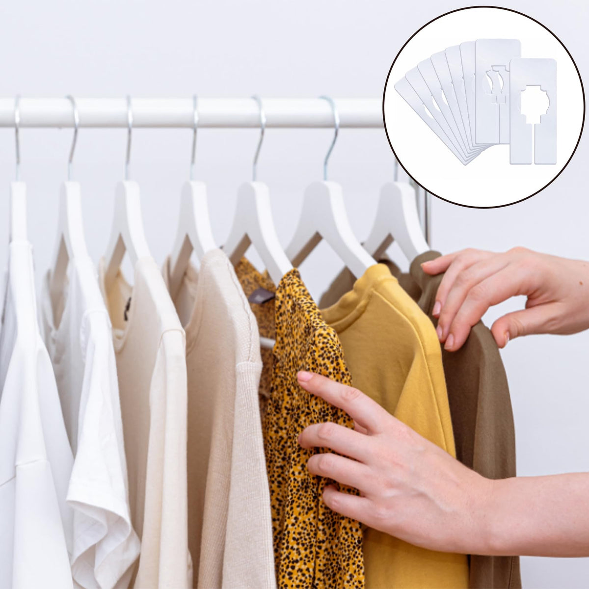 8 PCS Closet Rack Dividers, Clothes Hanger Divider, White Rectangular Clothing Rack Size Dividers