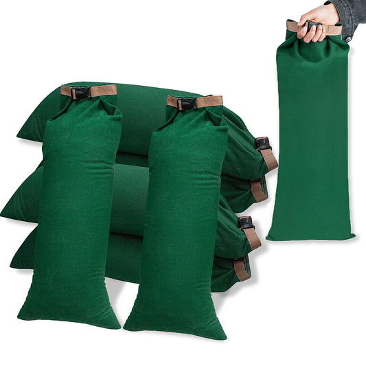 6 Pack Flood Water Barrier Sand Bags,Thickened Long Canvas Flood Protection Sandbags,Winter Bags for Swimming Pool Covers,Reusable Quick Flood Barrier