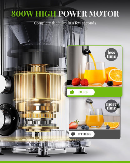 SHARDOR Juicer Machines, 800W Juicers with 3 Speed Control for Fruit and Vegetables,Higher Juice Yield Extractor Machine, Stainless Steel Centrifugal
