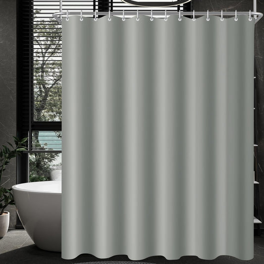 Lerores Shower Curtain, 180 x 180 cm, Grey, Weighted Hem, Anti-Mould Textile, Water-Repellent, Washable Polyester Fabric Bath Curtains for Bathroom,