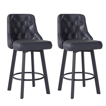 Youhauchair Bar Stools Set of 2, Waterproof PU Leather, Black