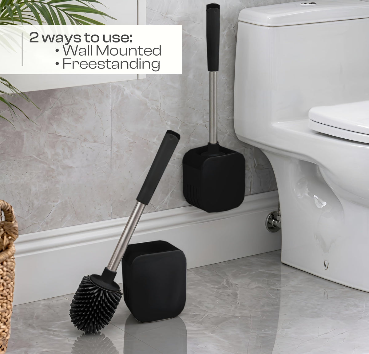 Silicone Toilet Brush and Holder Set | Loo Brush with Hidden Tweezers.