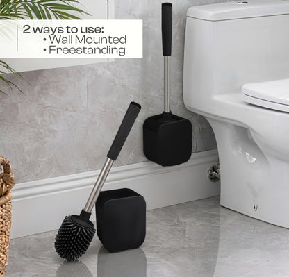 Silicone Toilet Brush and Holder Set | Loo Brush with Hidden Tweezers.