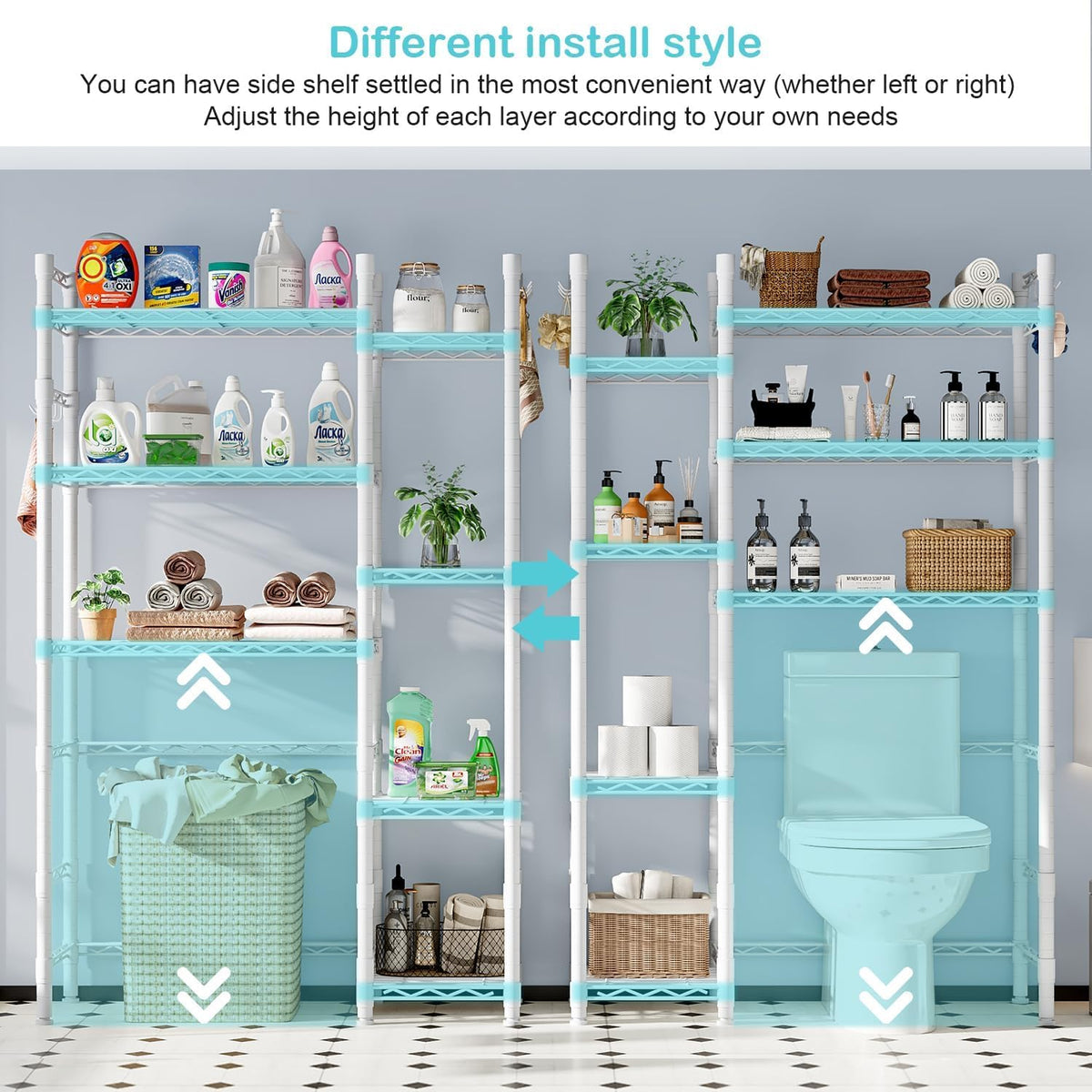 Wooruy Over the Toilet Storage Rack with Adjustable Shelves Bathroom Shelf