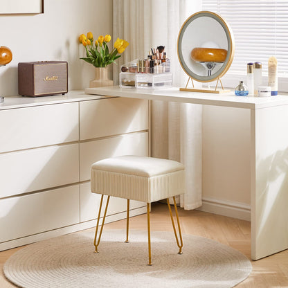 YMYNY Storage Ottomans, Chair Stool Upholstered, Footstool Velvet Bench, Dressing Table Stool, Pouf Couch Stool, Metal Legs, Removable Cover, for