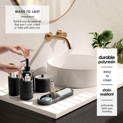 Clara Clark Coal Black Bathroom Set - Bathroom Sets with Shower Curtain and Rugs, 26PC Bathroom Accessory Set