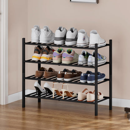 Kitsanery Bamboo Shoe Rack Space-Saving, Shoe Rack with 4 Levels, Shoe Shelf for Hallway, Living Room, Bedroom