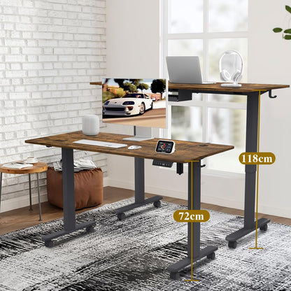 Devoko 120 x 60cm Electric Standing Desk with USB Charging Port (New Sedentary Reminder), Height Adjustable Standing Desk with Cable Tray