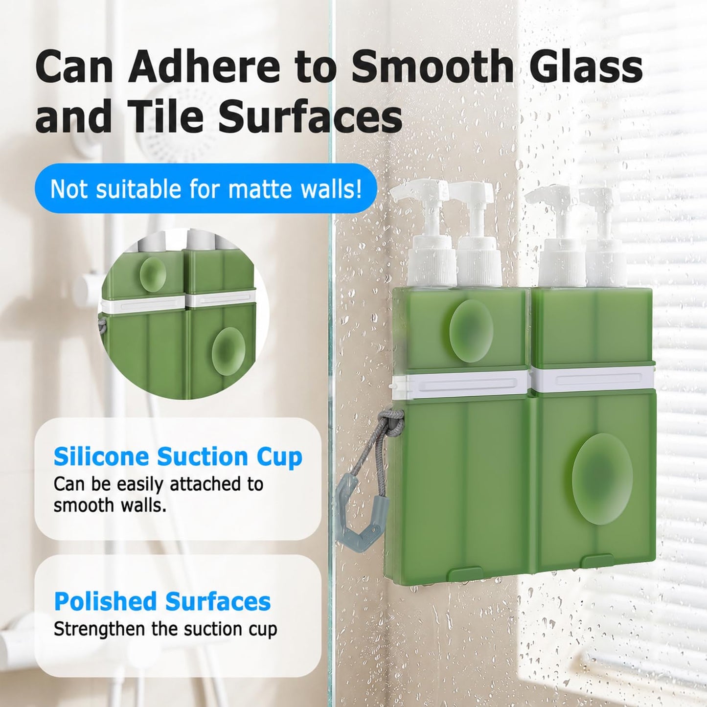 Yotako 4 in 1 Travel Dispenser with Suction Cup, TSA Leak Proof Silicone