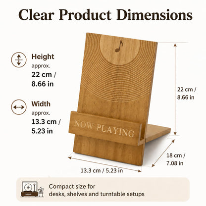 PAXQNVTR Now Playing Vinyl Stand, Wooden LP Record Display Holder for Turntable Setup, Brown Album Cover Stand for Vinyl Lovers