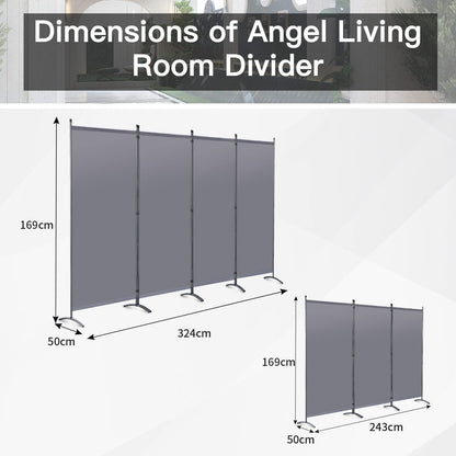 Angel Living 3 Panels Folding Room Divider | Privacy Screen with Polyester Fabric & Sturdy Iron Frame | Freestanding Partition for Office, Bedroom