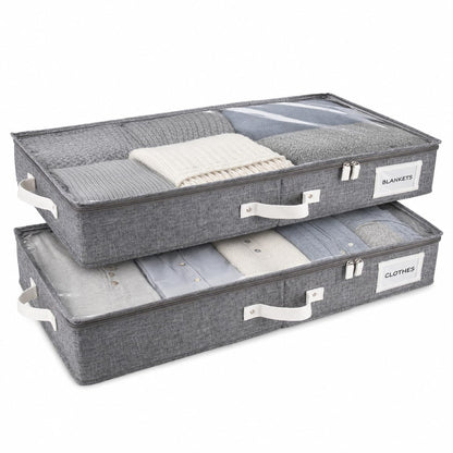 Homelux Theory Low Profile Underbed Storage Boxes, 2 Pack Under Bed Storage Organizer Slim Under Sofa Storage Box with Containers and Lids