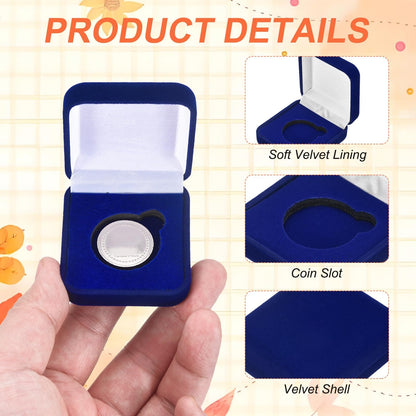 PATIKIL Velvet Challenge Coin Presentation Display Box, 30mm Coin Display Case Badge Gift Storage Protective Holder for Commemorative Medals Tokens