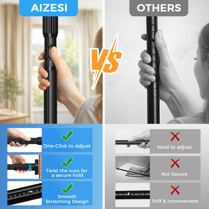AIZESI Black Curtain Pole 207-422cm 1PCS,No Drill Room Divider Tension Rod