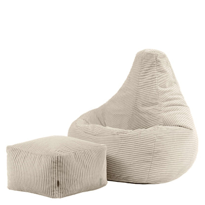 icon Dalton Cord Bean Bag & Footstool with Filling Included, Beige