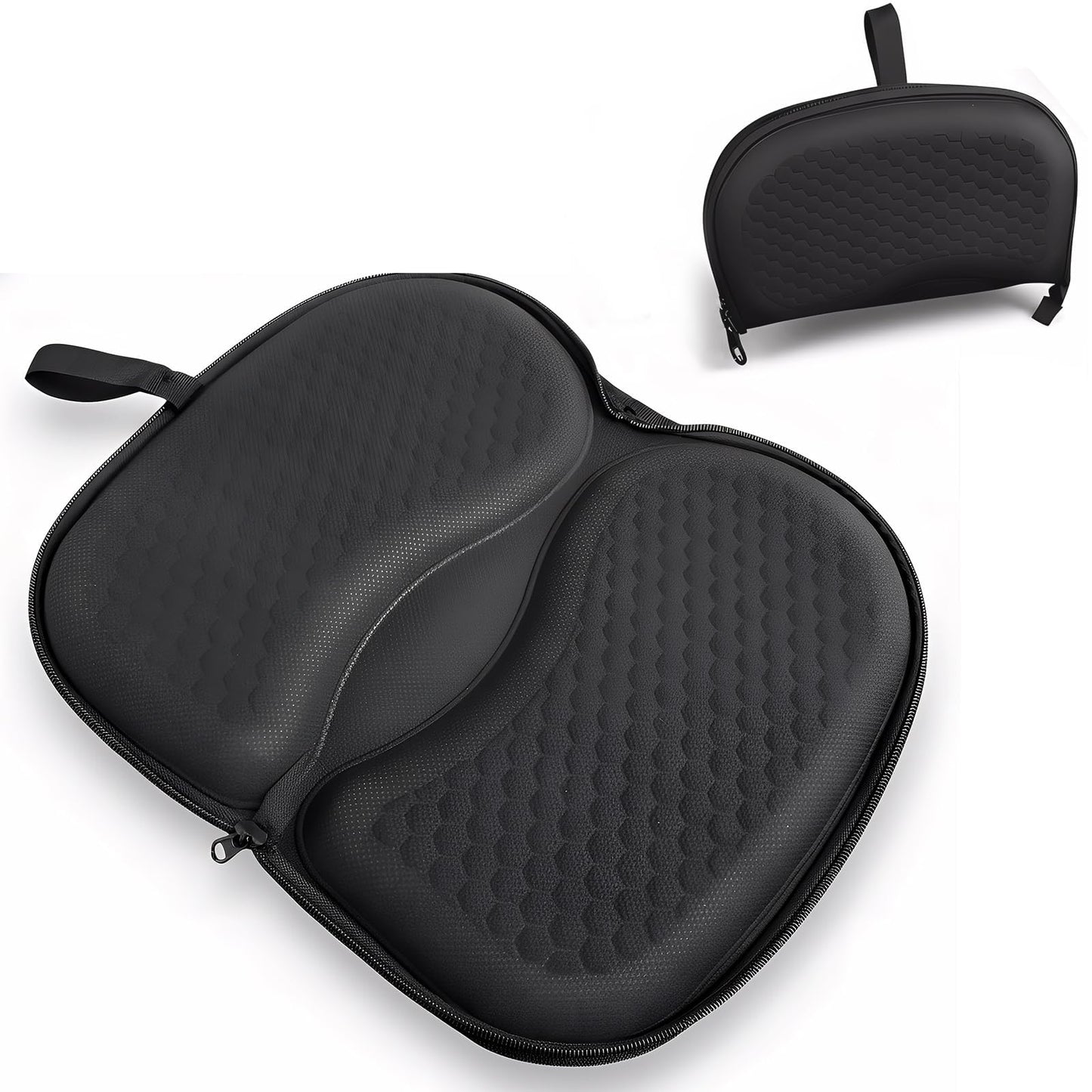 masteymoh Foldable Honeycomb Seat Cushion, Small Portable Gel Seat Cushion for Travel, Butt Pillow for Back Pain Relief, Sciatica (Black)