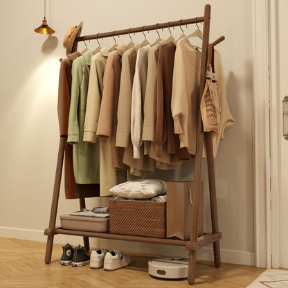 AQIMUELE Clothes Rail, Clothes Rack with Shelf and Hook, Sturdy and Portable, Garment Rack for Hanging Clothes, Coats, Skirts, Shoes