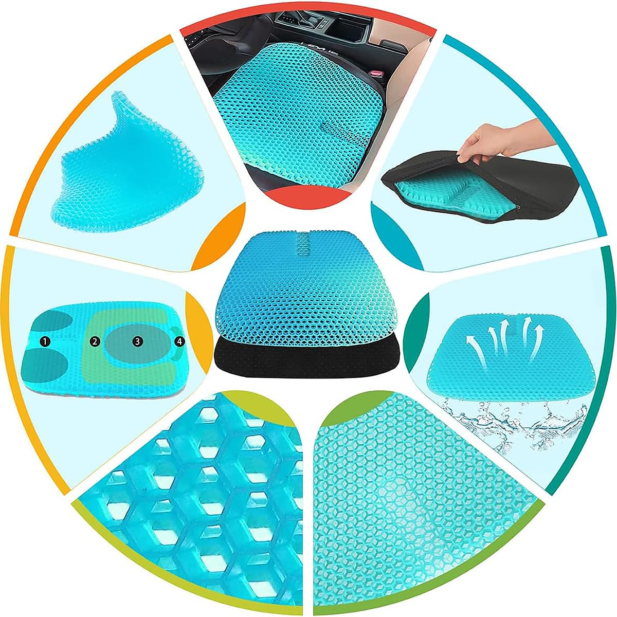 masteymoh Gel Seat Cushion for Long Sitting, Gel Cushions for Pressure Sores Relief