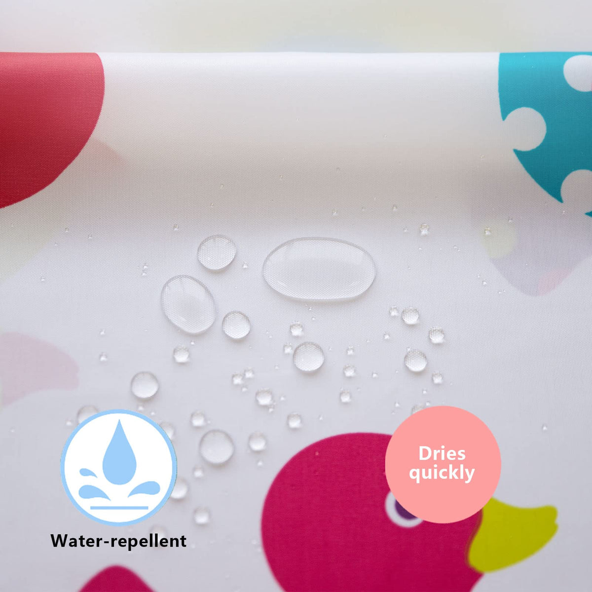 YISURE Water-repellent Shower Curtain, Little Duck Printed, 71x71 Inch