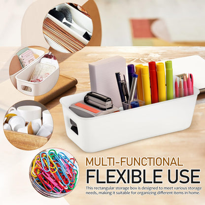 Mobestech Storage Bins Set of 8 Plastic Storage Box with Lid Thin Rectangle Basket for Kitchen Pantry Bathroom under Sink Shelves Organisation 8.86 X