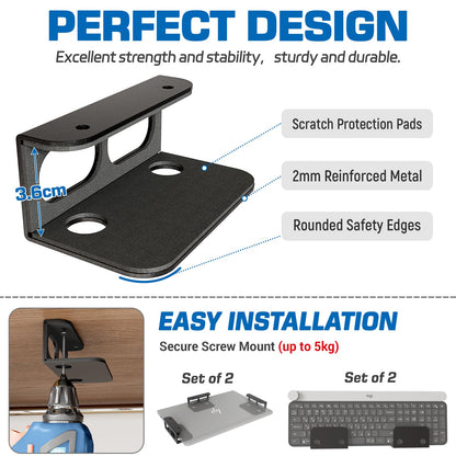 otuiaim Under Desk Holder/Wall Mount - 2mm Carbon Steel Desk Extender