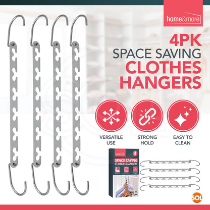 SOL 4pk Space-Saving Hangers - Multi Coat Anti-Slip Wardrobe Organiser